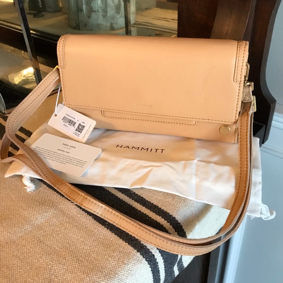 Hammitt Handbags - NWT Hammitt Leather AJ Crossbody Clutch Barely Tan Retail $375